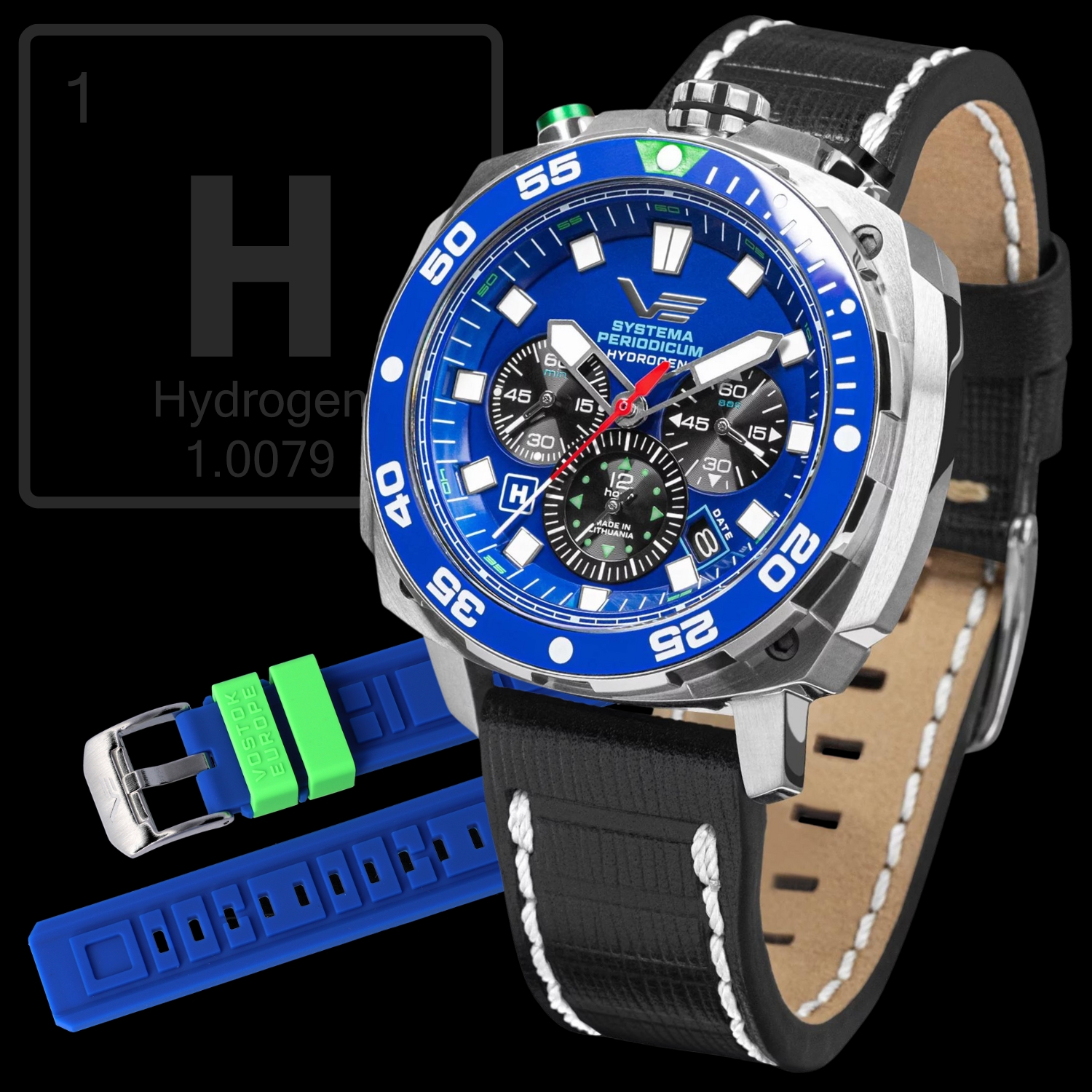 Zegarek Vostok Europe VK67-650A720LB Systema Periodicum Hydrogen męski 